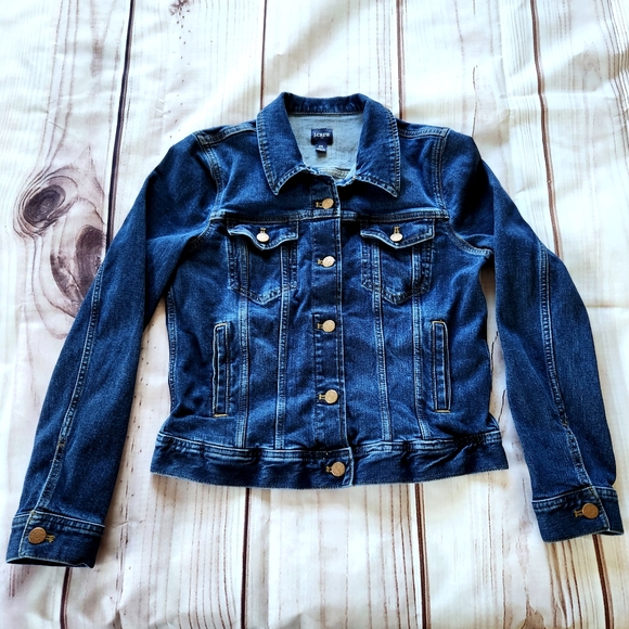 J. Crew Factory "Classic Jean Jacket" Blue Indigo Denim Copper Buttons | Size XS - Picture 2 of 12